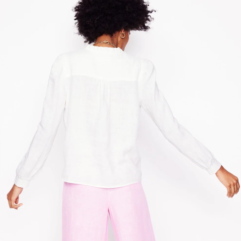 BODEN Grace Linen Top white - Picture 3 of 8